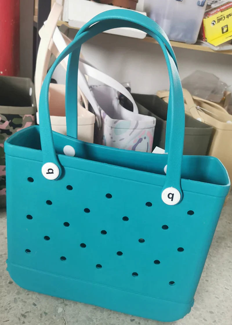 Waterproof Soft EVA Punched Beach Bag Handbag Summer Water Park Tote Basket Swimming Suit Towels Organizer Shoulder Bag Tote