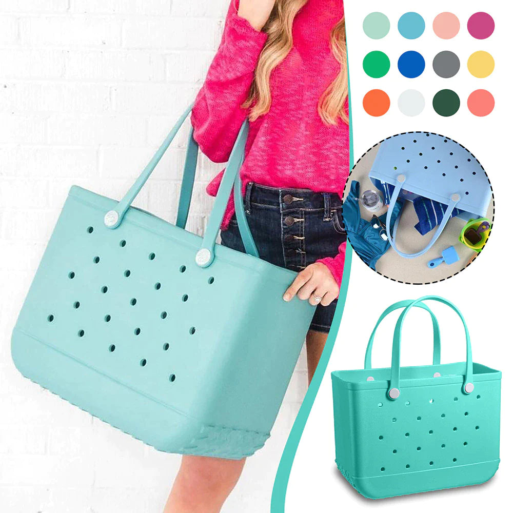 Waterproof Soft EVA Punched Beach Bag Handbag Summer Water Park Tote Basket Swimming Suit Towels Organizer Shoulder Bag Tote