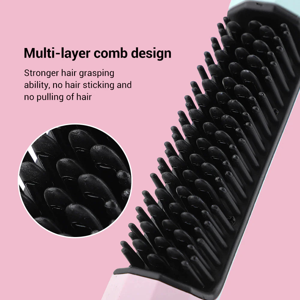 Wireless Hair Straightening Brush Heating Comb Portable Flat Iron Usb Rechargeable Hair Curler Straightener Comb Curling Brush