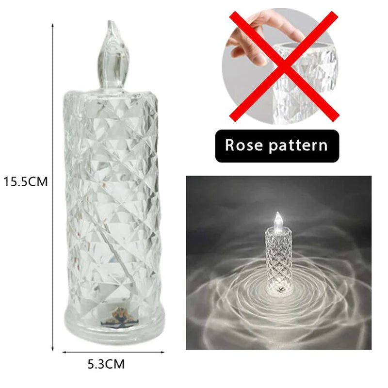 16/3 Colors Crystal Table Lamp Touch Remote Diamond Rose Lamp Room Decor Atmosphere Bedsid Night Light Desktop Projector Lights